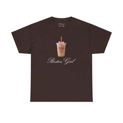 Boston Girl, Dunkin Donut Coquette, Unisex Heavy Cotton Tee