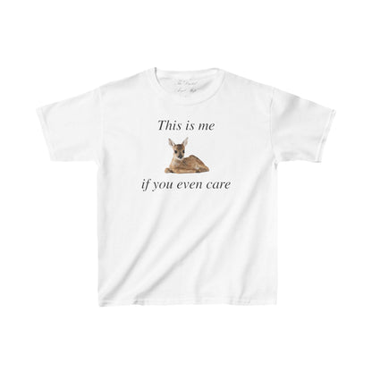 This is me if you even care, fawn baby deer coquette, meme, relaxed fit baby tee