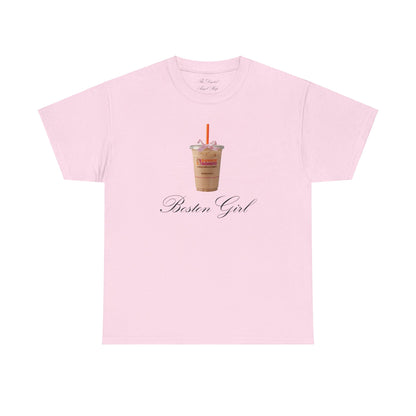 Boston Girl, Dunkin Donut Coquette, Unisex Heavy Cotton Tee