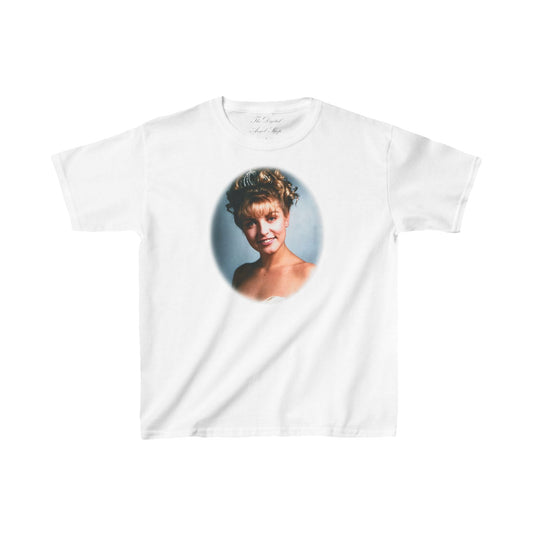 Laura Palmer from Twin Peaks directed by David Lynch, Film Merch, Twin Peaks, Oval tee, graphic heavyweight baby tee crop top