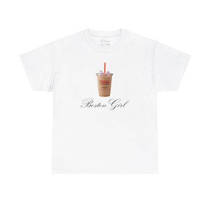 Boston Girl, Dunkin Donut Coquette, Unisex Heavy Cotton Tee