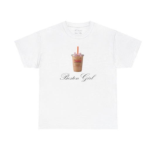 Boston Girl, Dunkin Donut Coquette, Unisex Heavy Cotton Tee